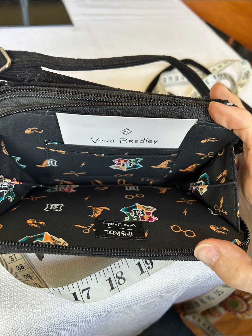 Harry Potter Vera Bradley Black Quilted Crest Crossbody Bag - Picture 6 of 11